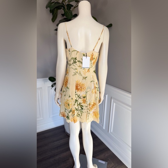 REFORMATION Annelise Mini Dress Floral Yellow Sundress Size 6 $218 NWT